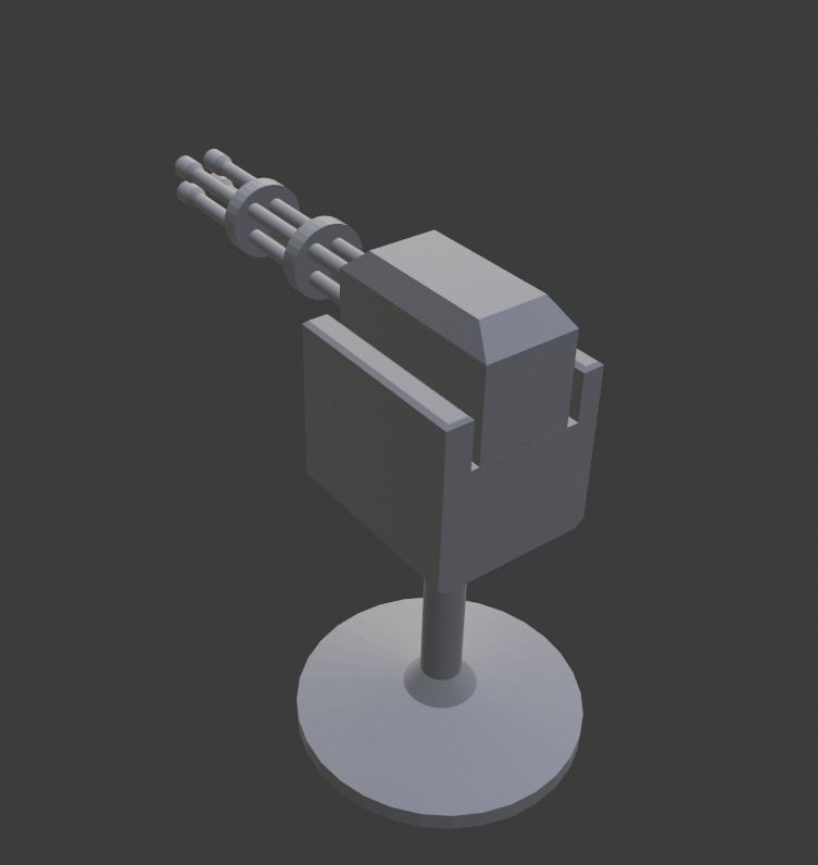 Turret - Low Poly Game Asset Free low-poly 3D model_4