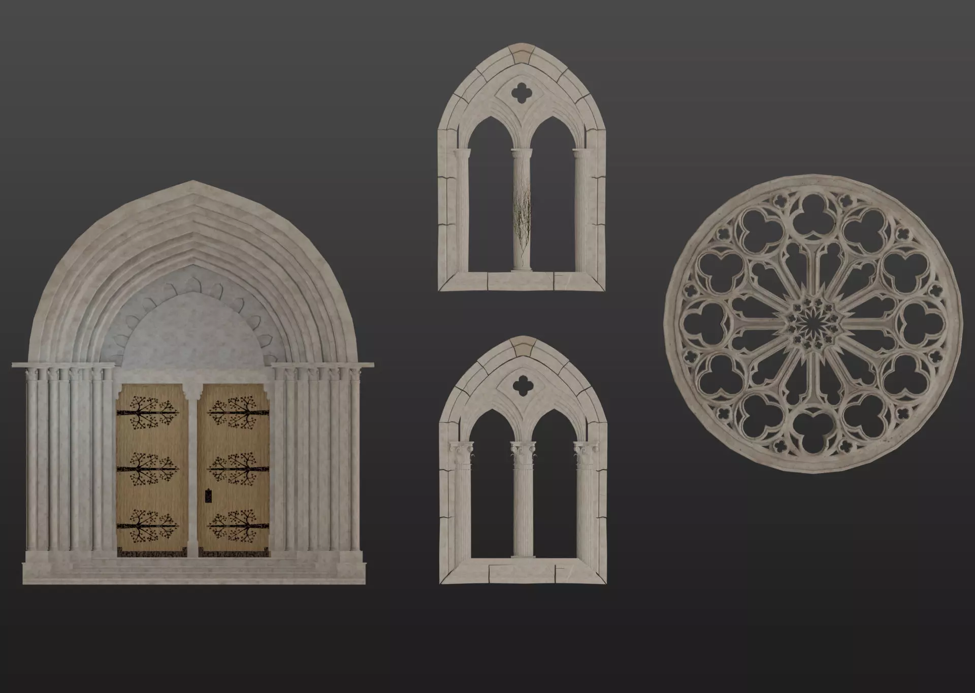 Medieval architecture elements collections Low-poly 3D model