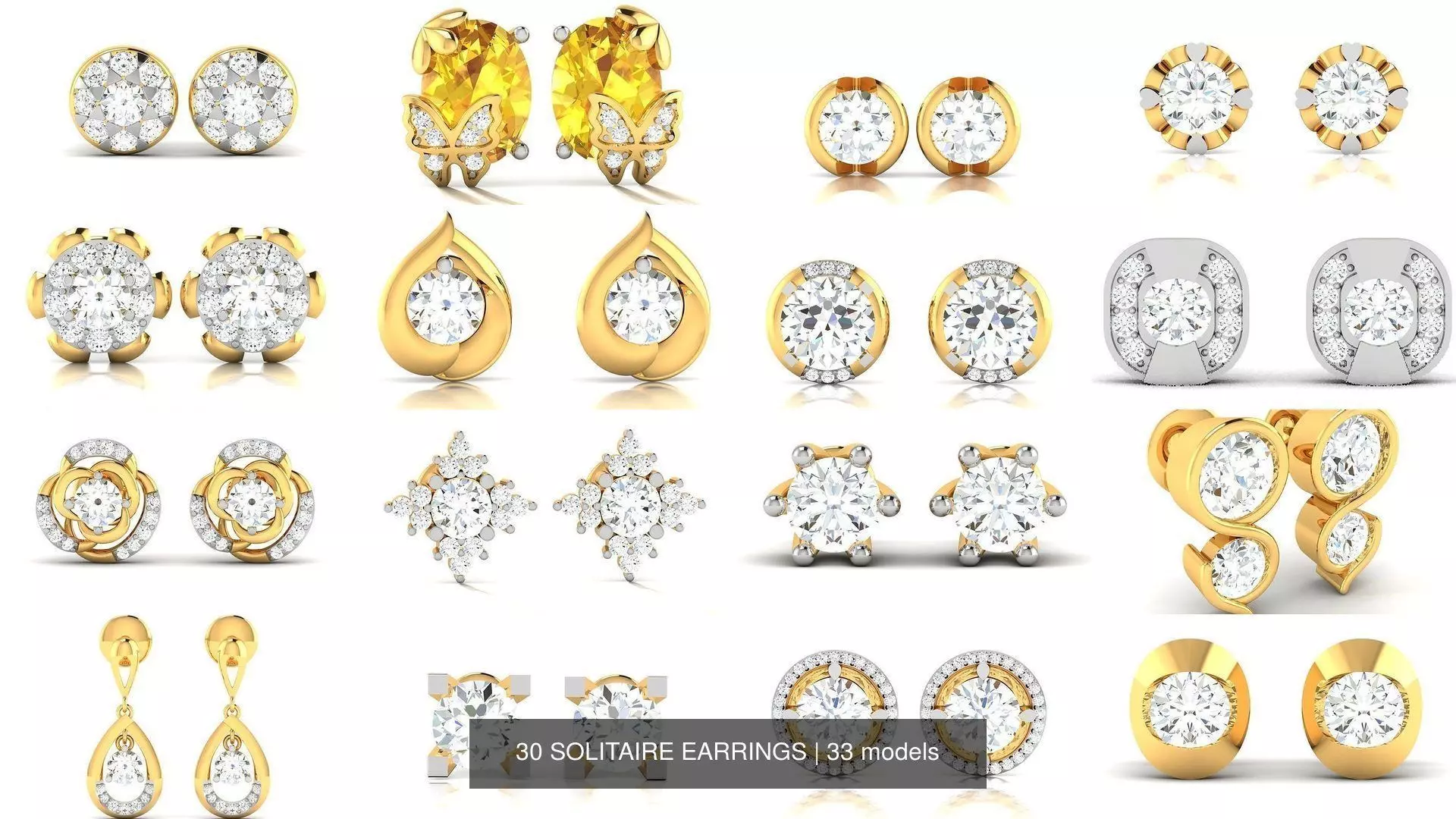 33 SOLITAIRE EARRINGS 3D Model Collection_0