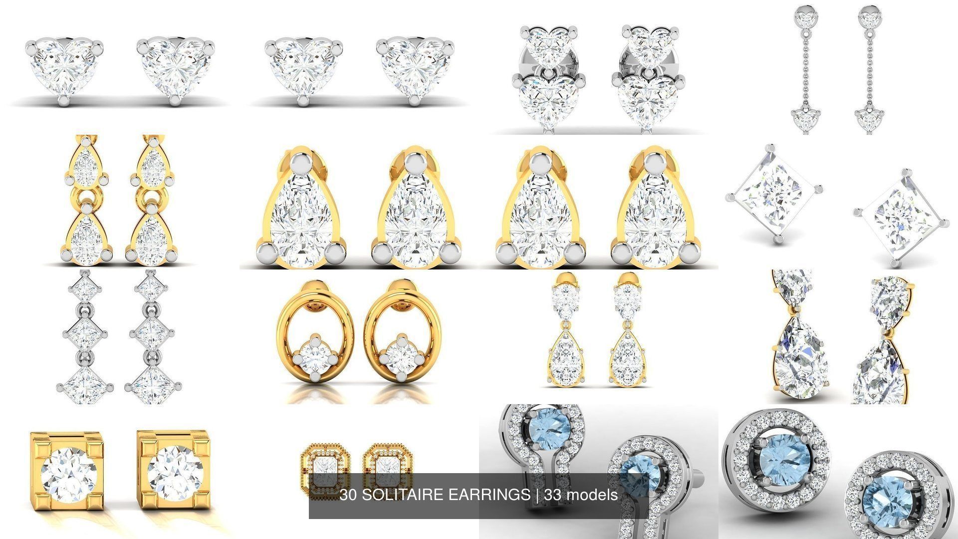 33 SOLITAIRE EARRINGS 3D Model Collection_2