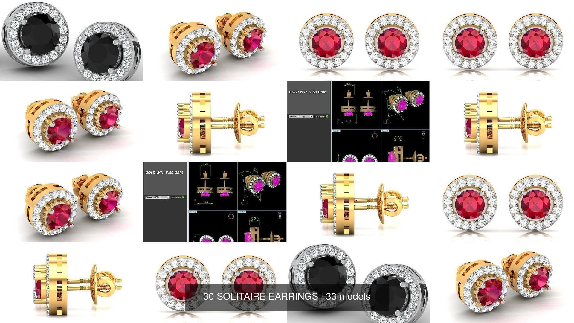 33 SOLITAIRE EARRINGS 3D Model Collection_4