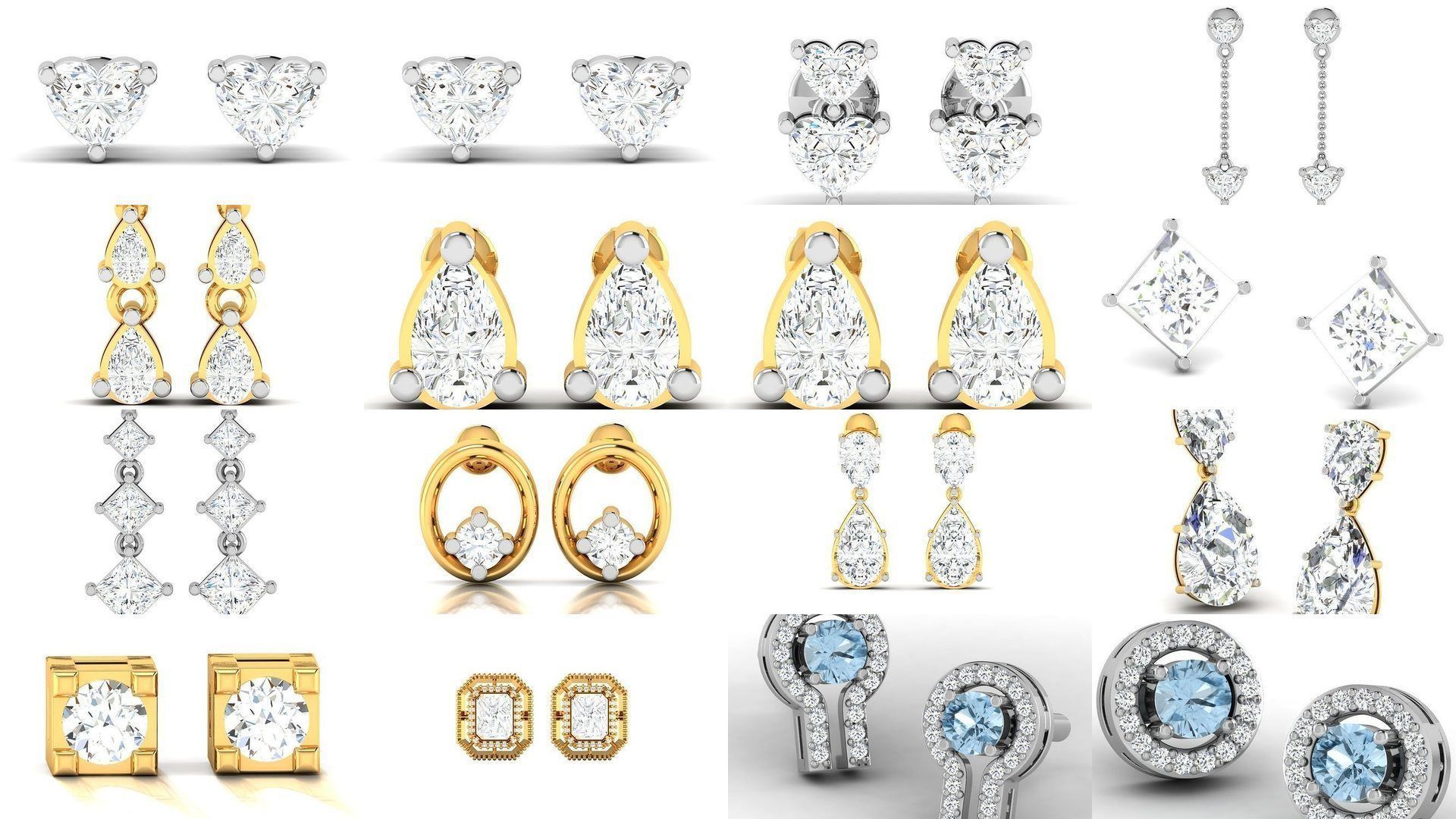 33 SOLITAIRE EARRINGS 3D Model Collection_1