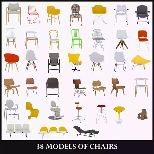 38 MODELS OF CHAIRS 3D Model Collection