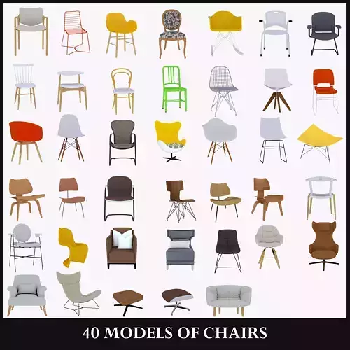 40 MODELS OF CHAIRS 3D Model Collection