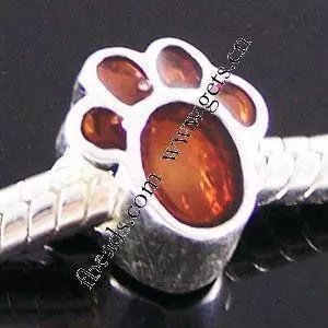 links silver paw bead with orange stone Free 3D model_0