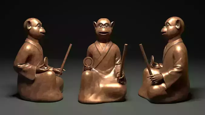 Bronze 12 Zodiac Animals Monkey Sculpture 3D model