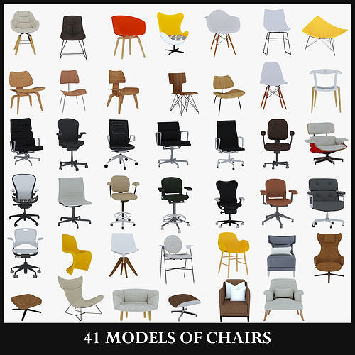 41 MODELS OF CHAIRS 3D Model Collection