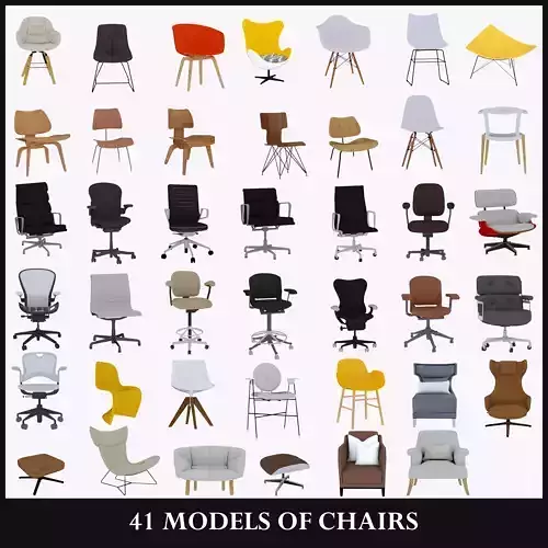 41 MODELS OF CHAIRS 3D Model Collection