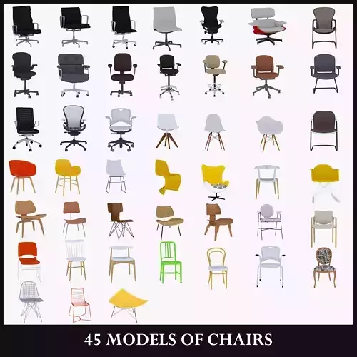 45 MODELS OF CHAIRS 3D Model Collection