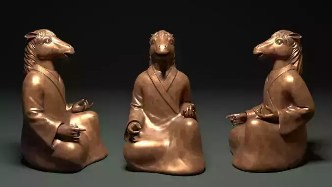 Bronze 12 Zodiac Animals Horse Sculpture 3D model