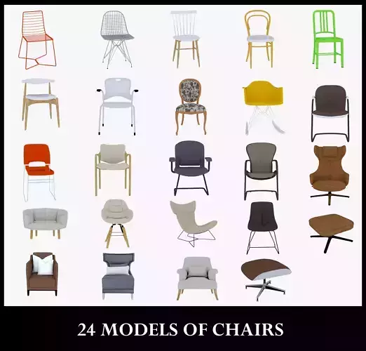 24 MODELS OF CHAIRS 3D Model Collection