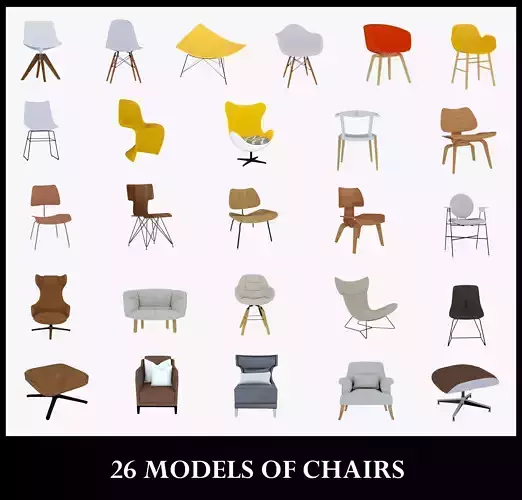 26 MODELS OF CHAIRS 3D Model Collection