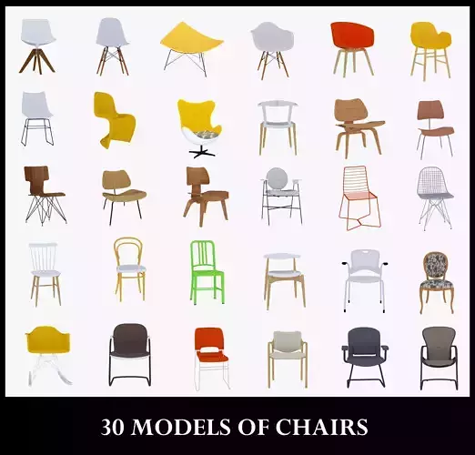 30 MODELS OF CHAIRS 3D Model Collection