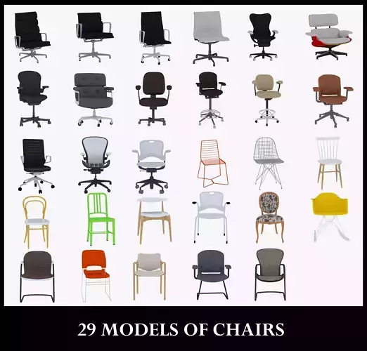 29 MODELS OF CHAIRS 3D Model Collection