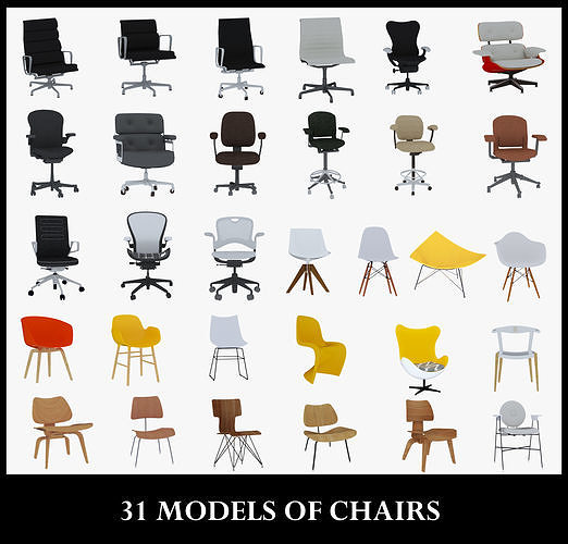 31 MODELS OF CHAIRS 3D Model Collection
