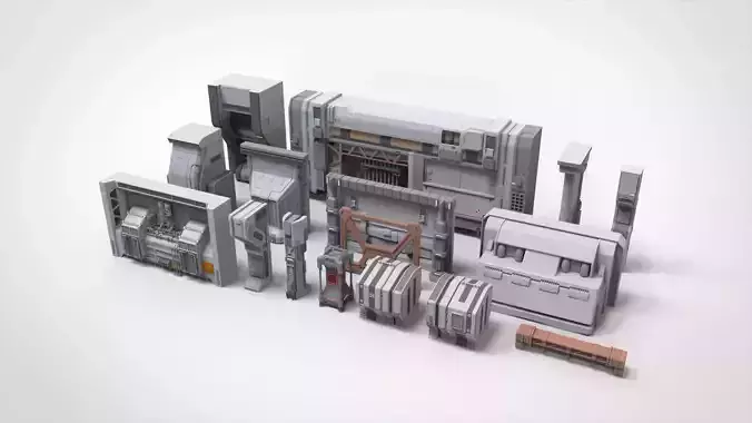 sci-fi Architecture kitbash 30 3D model