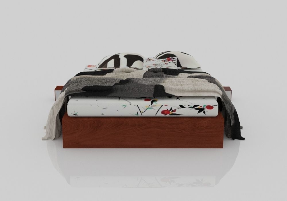 BED COLLECTION 1 with floral pattern 3D model_2