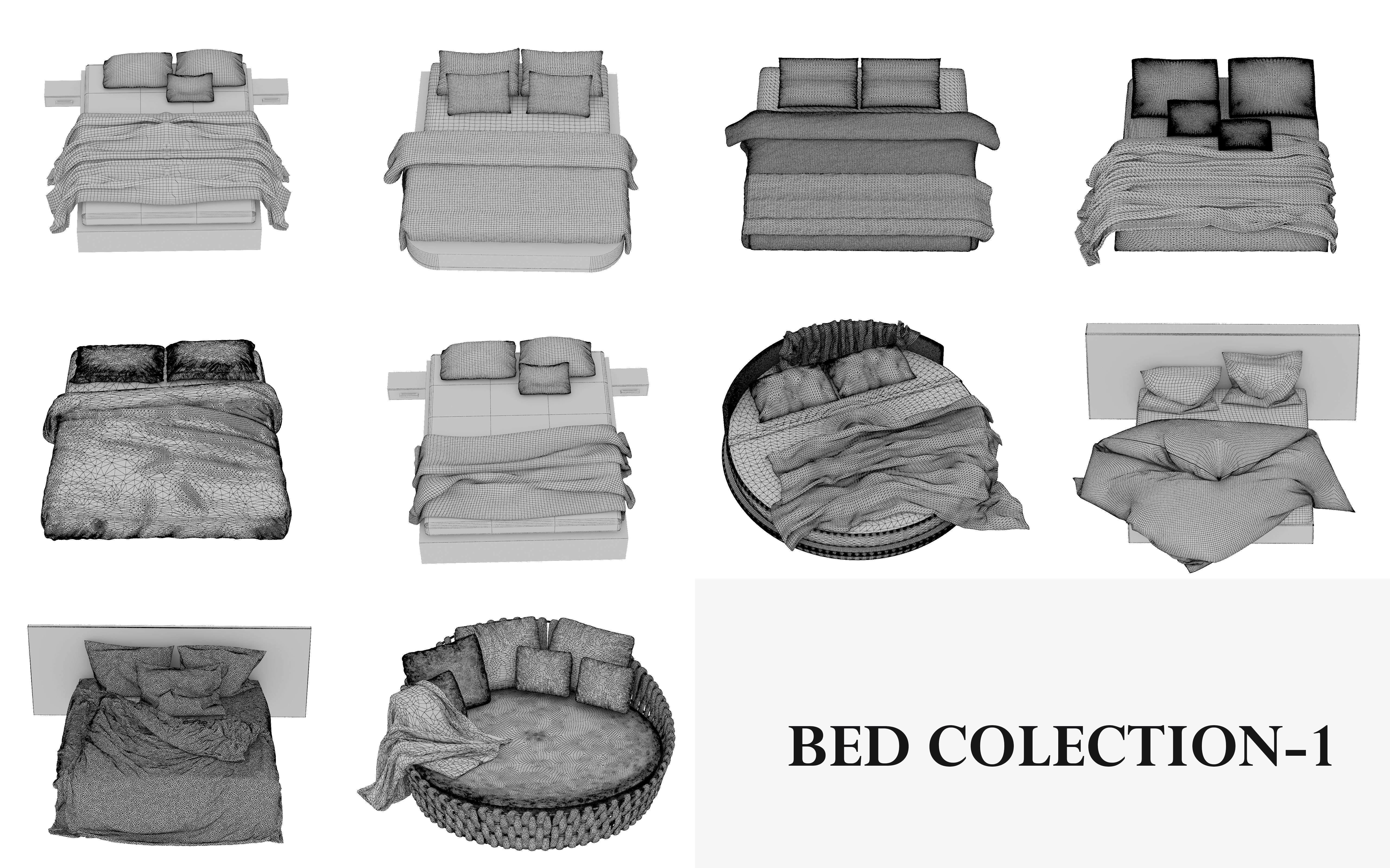 BED COLLECTION 1 with floral pattern 3D model_12