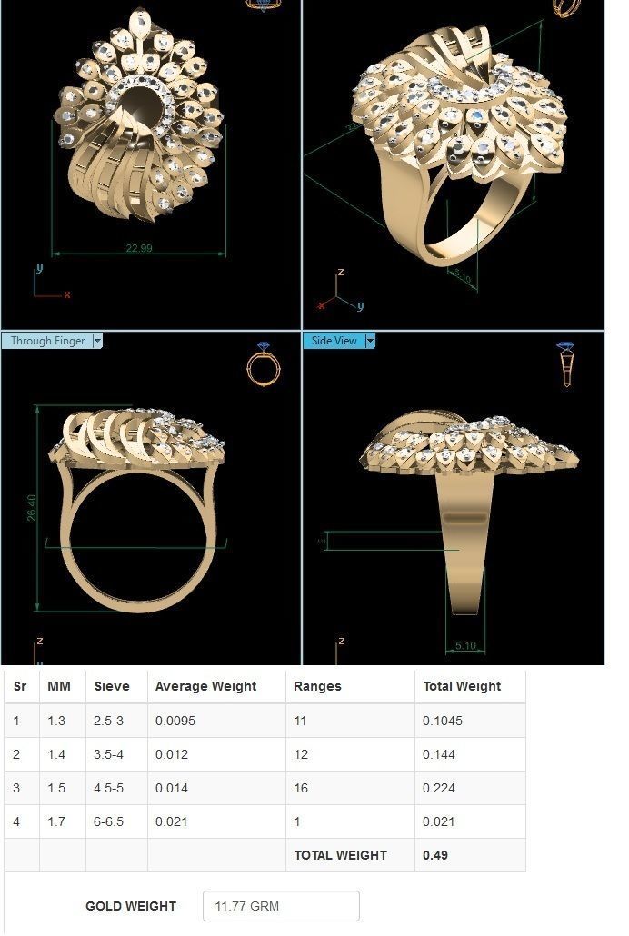Women cocktail ring 3dm render detail 3D print model_1