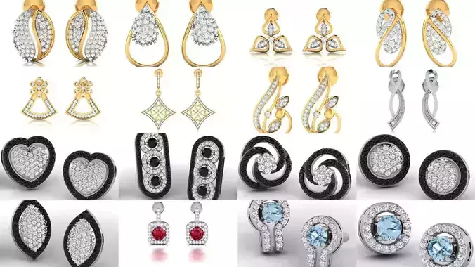 100 LIGHT WT EARRINGS  3D Model Collection