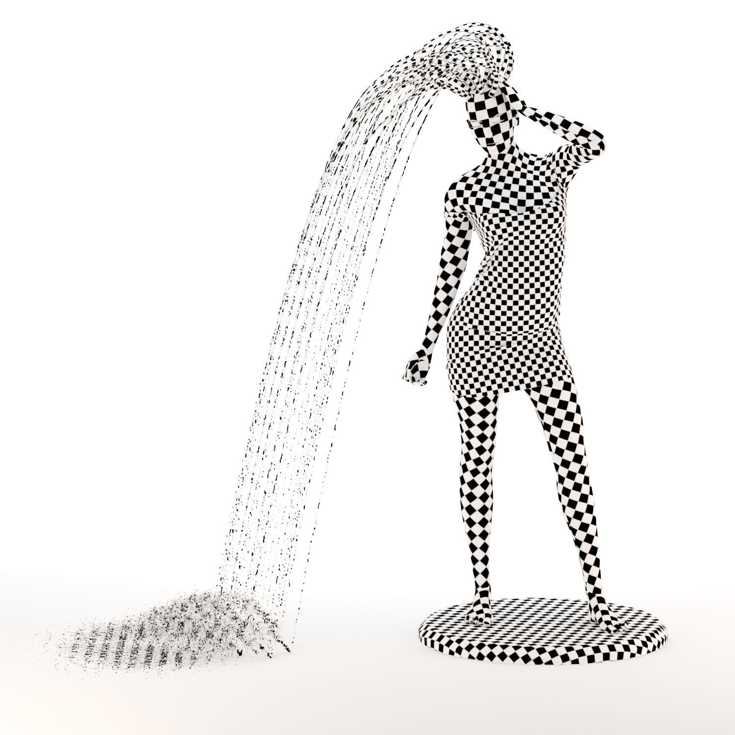 Girl fountain statue 3D model_3