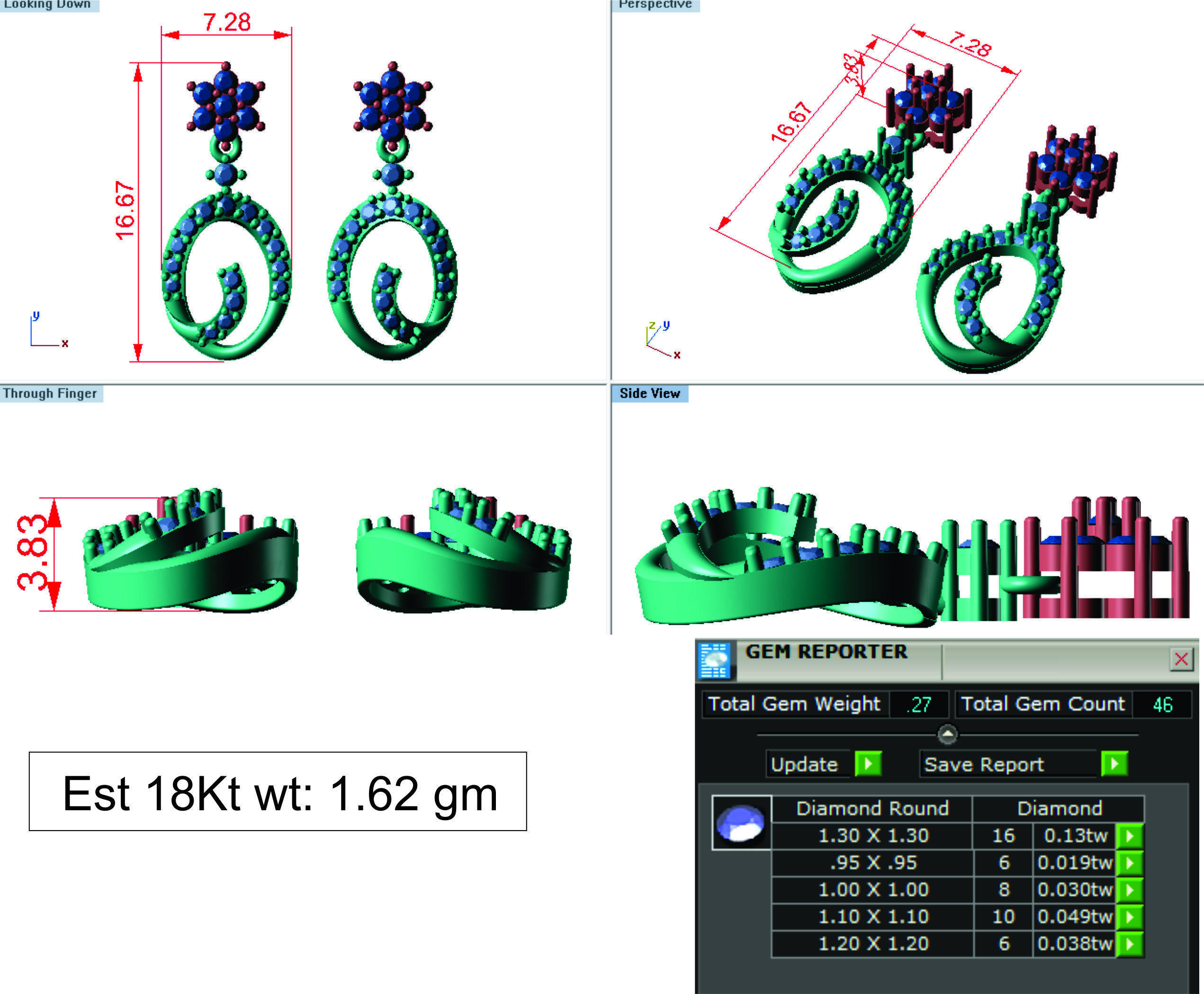Women earrings 3dm render detail 3D print model 3D print model_6