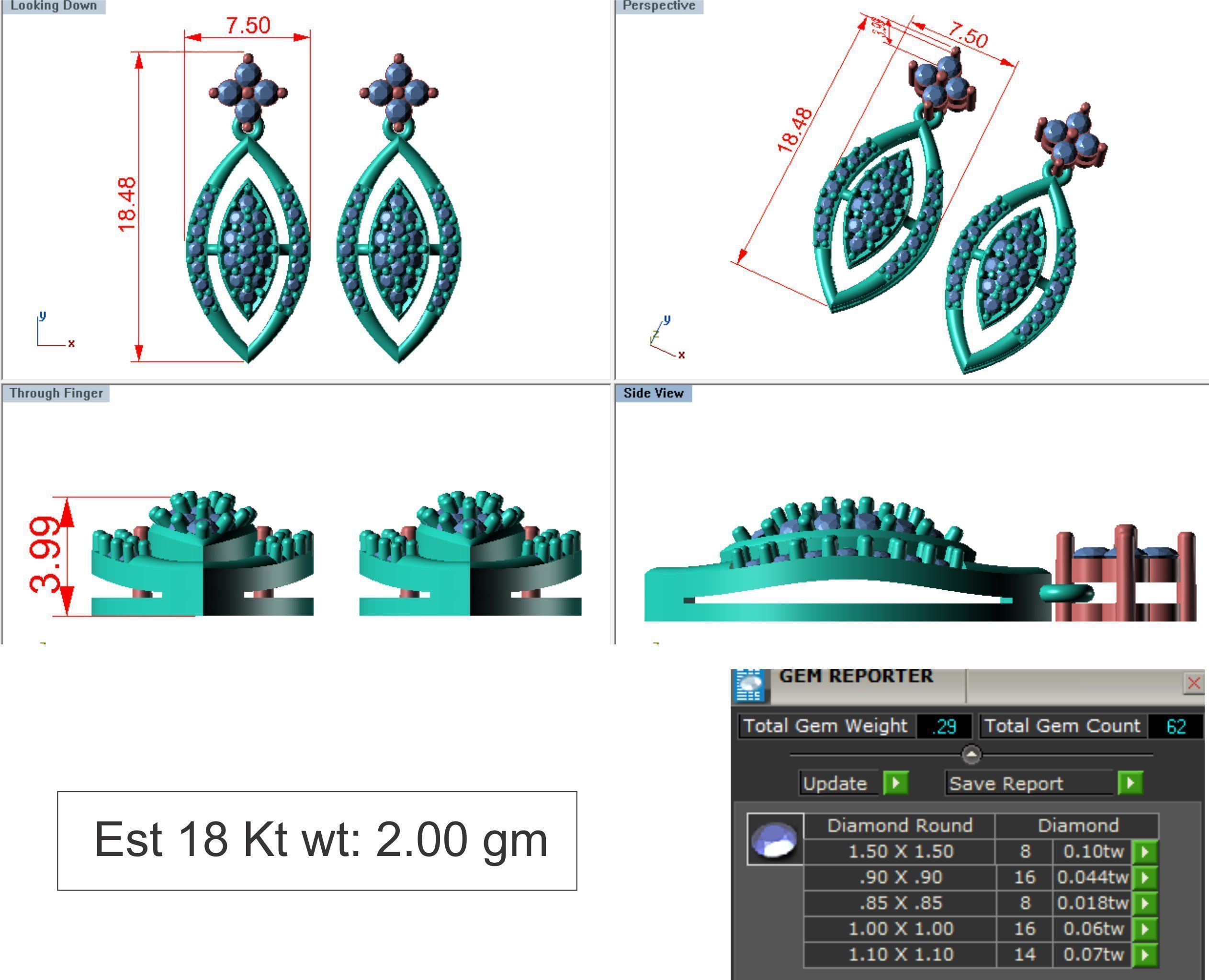 Women earrings 3dm render detail 3D print model 3D print model_6