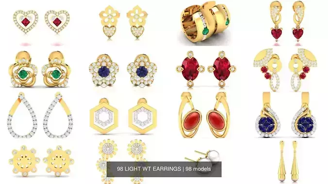 98 LIGHT WT EARRINGS 3D Model Collection