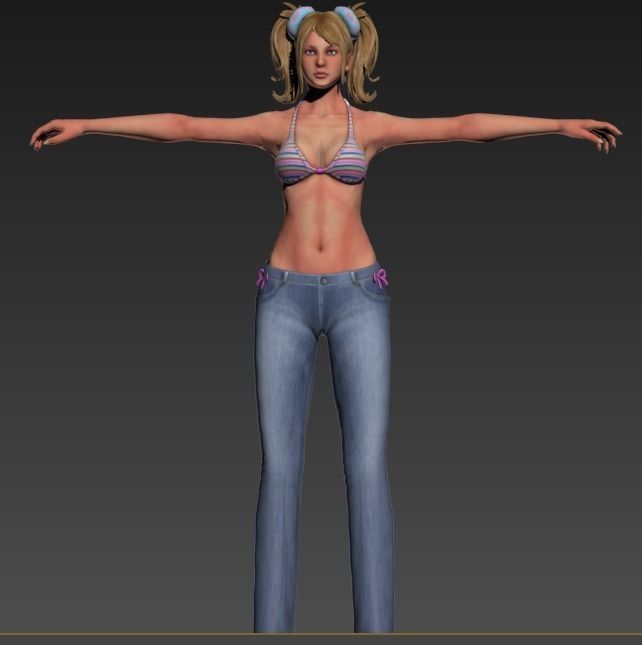 beach girl Free low-poly 3D model_0