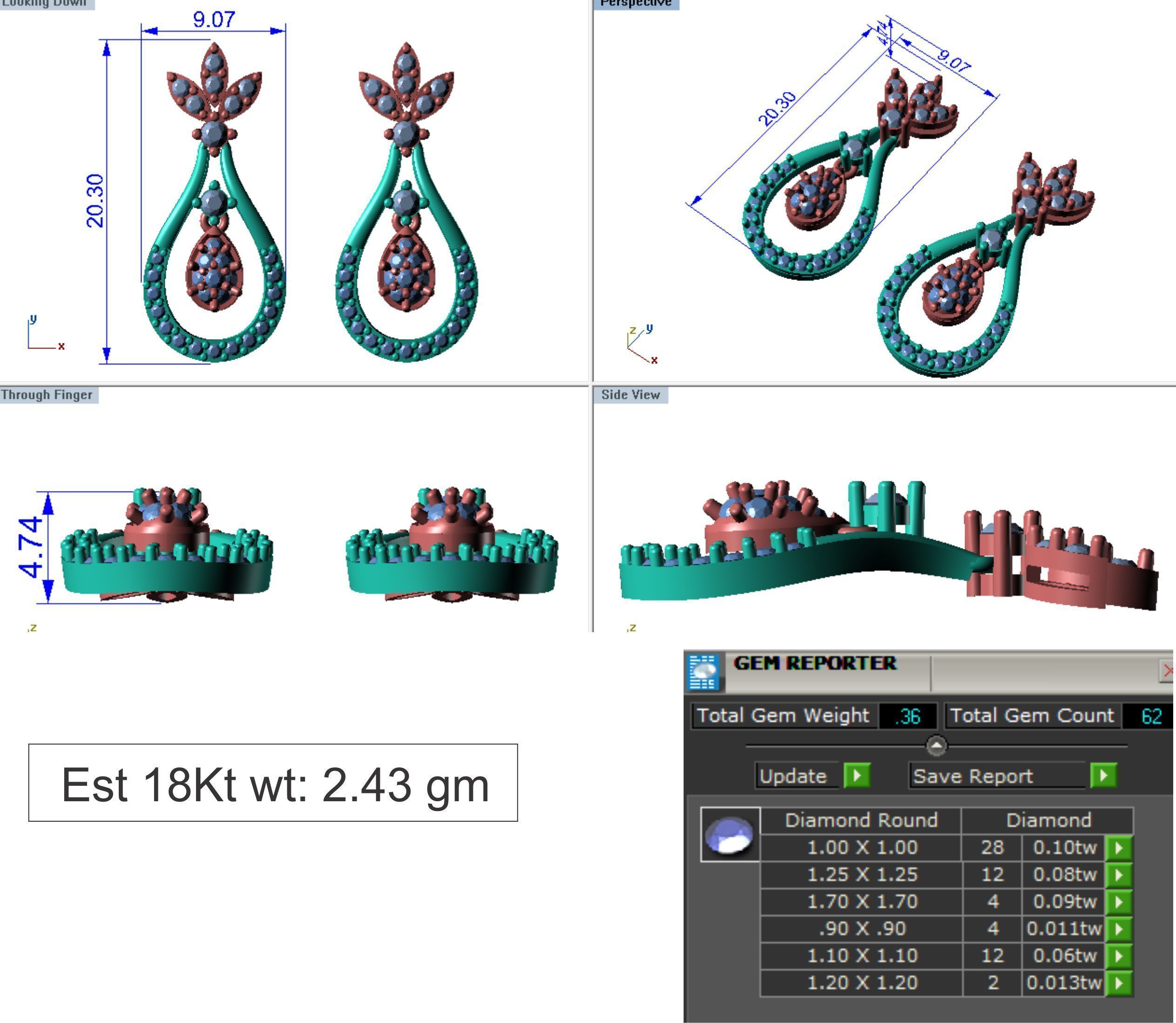 Women earrings 3dm render detail 3D print model 3D print model_6