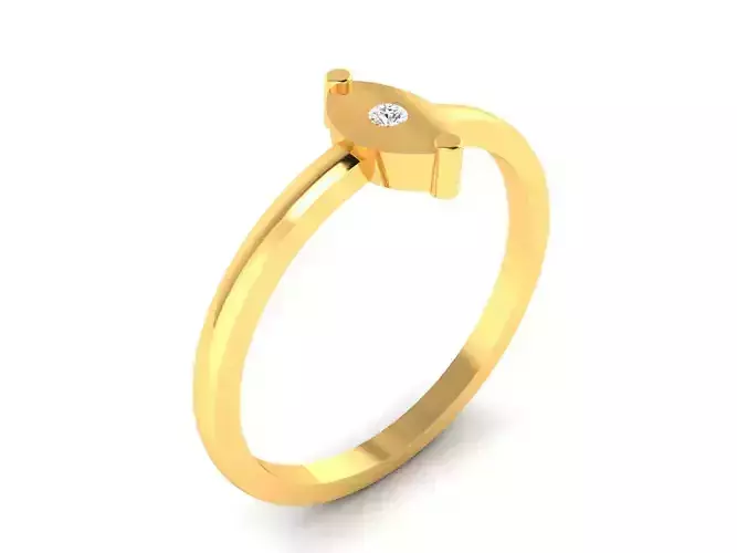 Ring-5761 gold ring with diamond in middle 3D print model