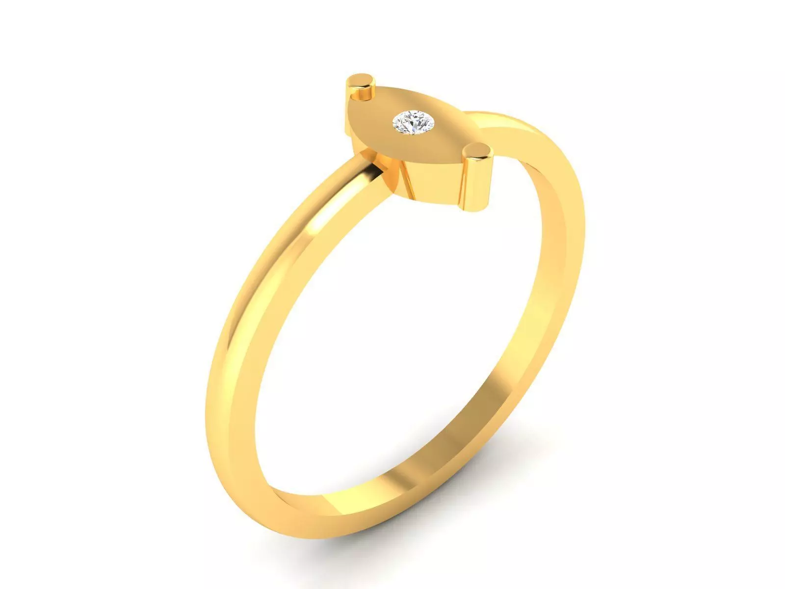 Ring-5761 gold ring with diamond in middle 3D print model_0