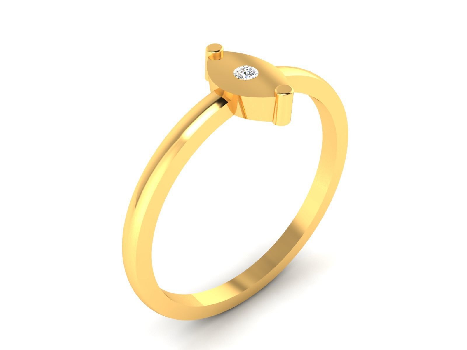 Ring-5761 gold ring with diamond in middle 3D print model_1