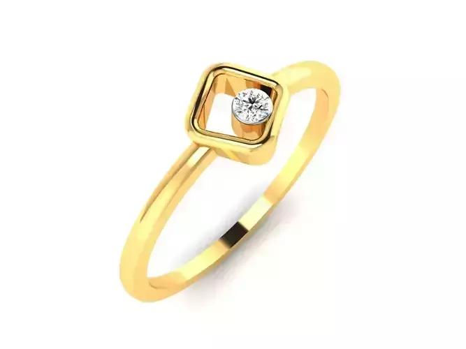 Ring-5746 square diamond ring gold 3D print model