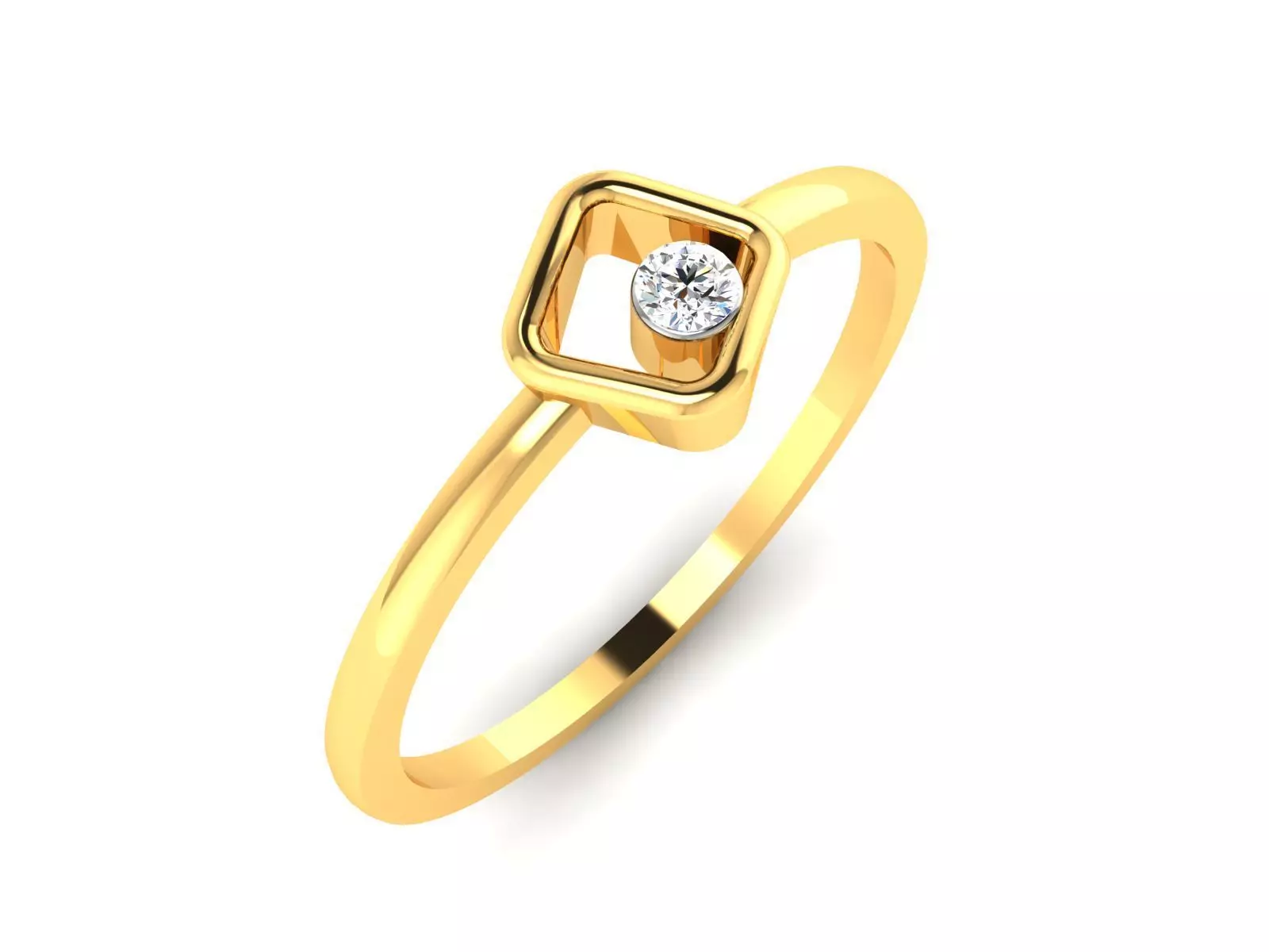 Ring-5746 square diamond ring gold 3D print model_0
