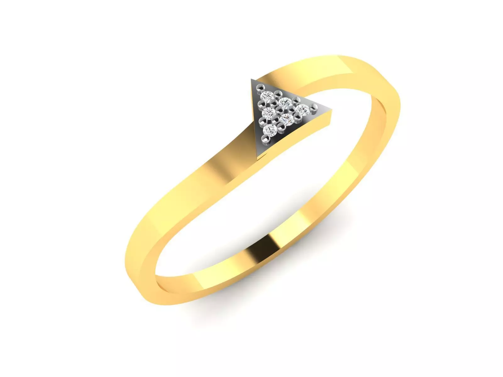 Ring-5745 diamond triangle ring gold 3D print model_0