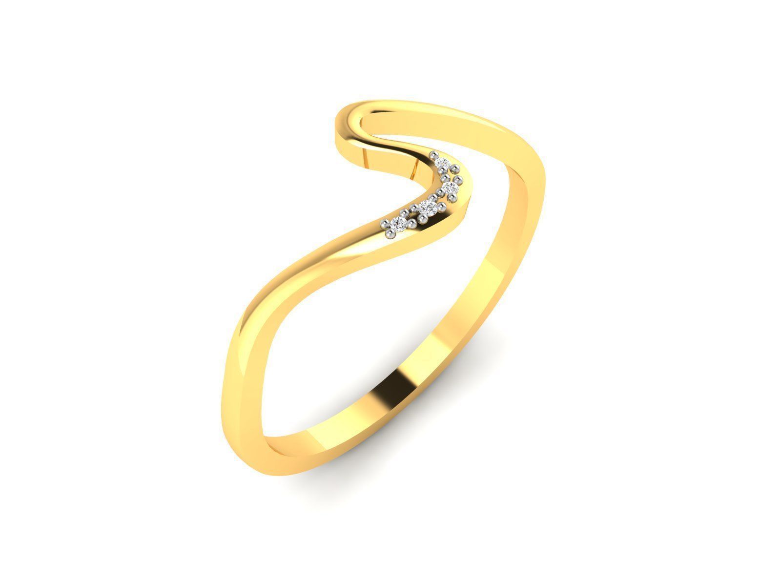 Ring-5743 gold ring with diamonds 3D print model_1