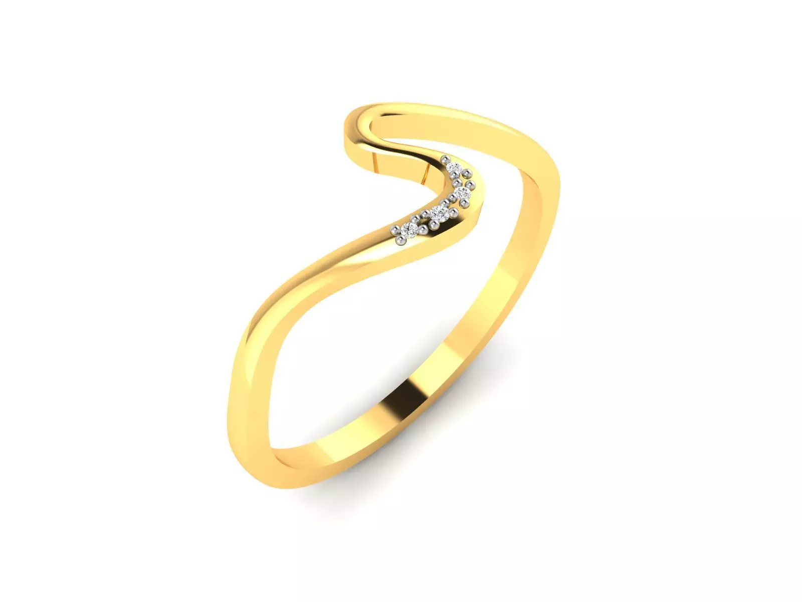 Ring-5743 gold ring with diamonds 3D print model_0