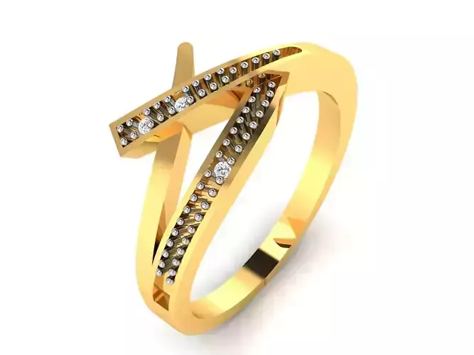 Ring-5742 gold ring with diamonds
