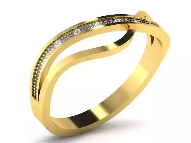Ring-5741 gold ring with diamonds