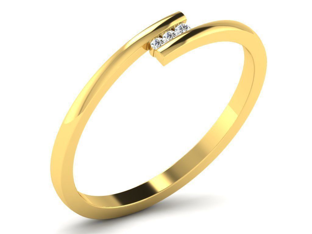 Ring-5721 gold ring with diamond in middle 3D print model_8