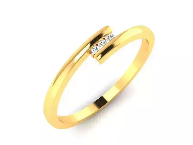 Ring-5721 gold ring with diamond in middle 3D print model