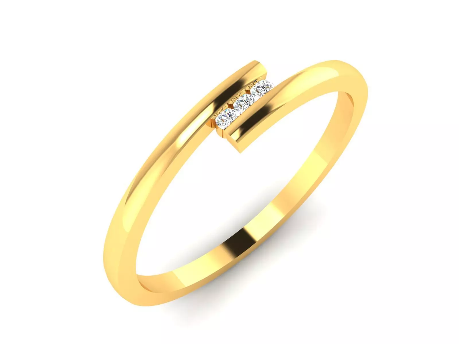 Ring-5721 gold ring with diamond in middle 3D print model_0