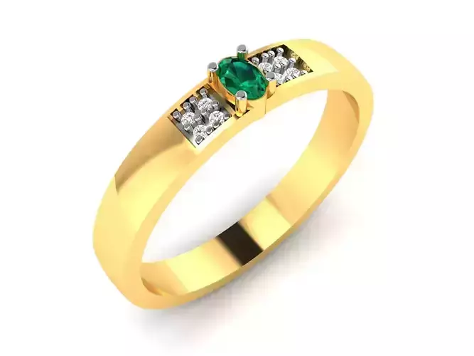 Ring-5711 emerald and diamond wedding ring gold