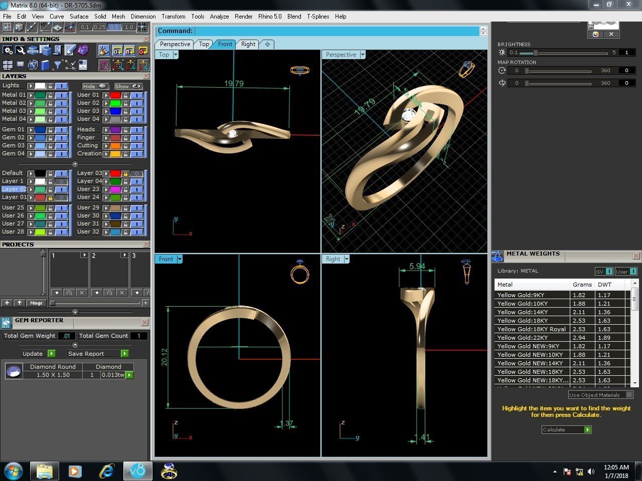 Ring-5705 gold ring 3D print model_9