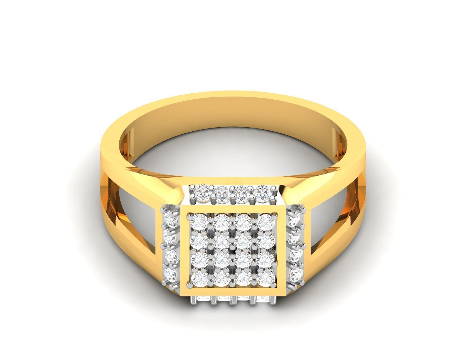 Ring-5622 diamond cluster ring gold 3D print model_6