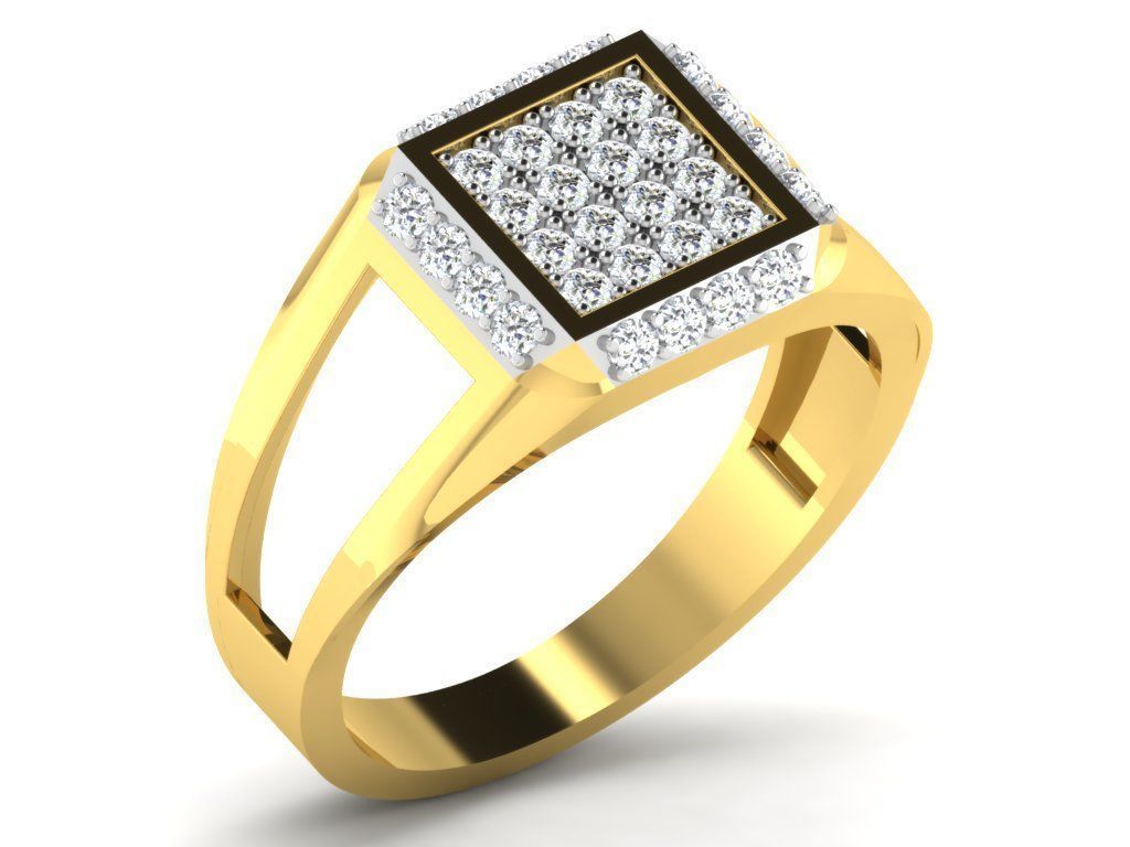 Ring-5622 diamond cluster ring gold 3D print model_8