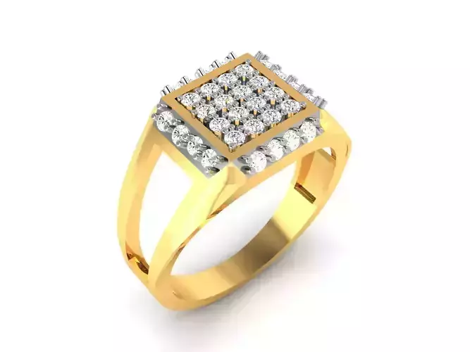Ring-5622 diamond cluster ring gold 3D print model
