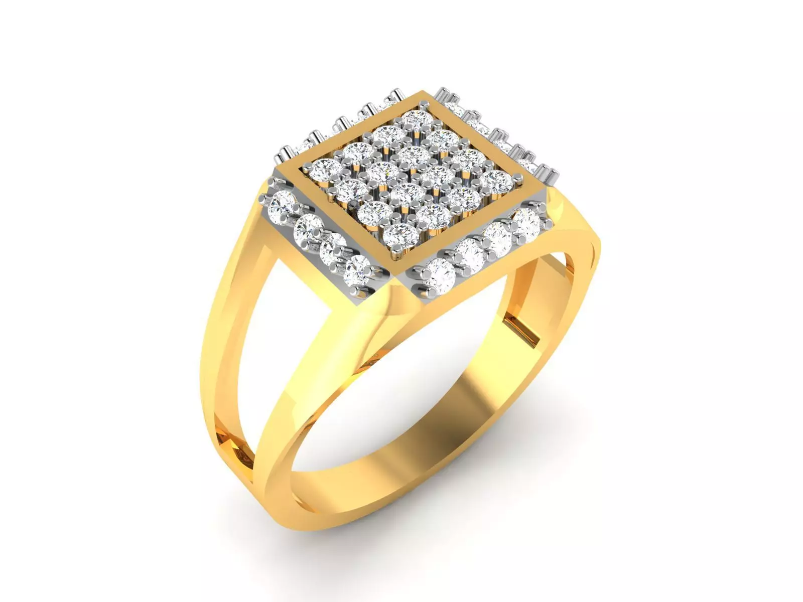 Ring-5622 diamond cluster ring gold 3D print model_0