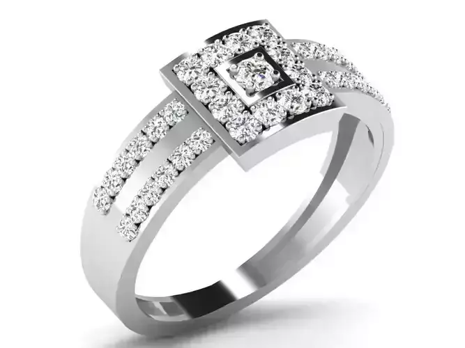 Ring-5617 emerald and diamond ring 3D print model